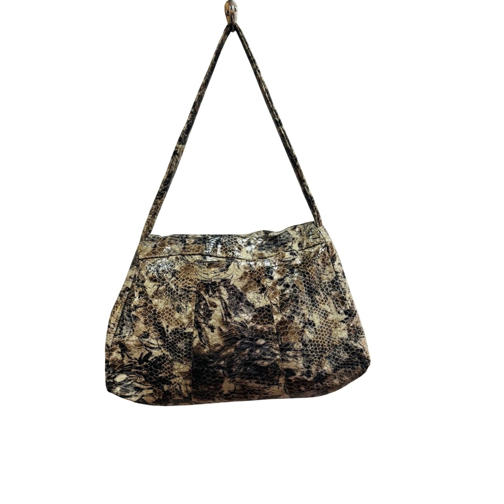Hobo International Snakeskin Print Metallic Shoulder Bag Neutral Tan - Picture 3 of 6